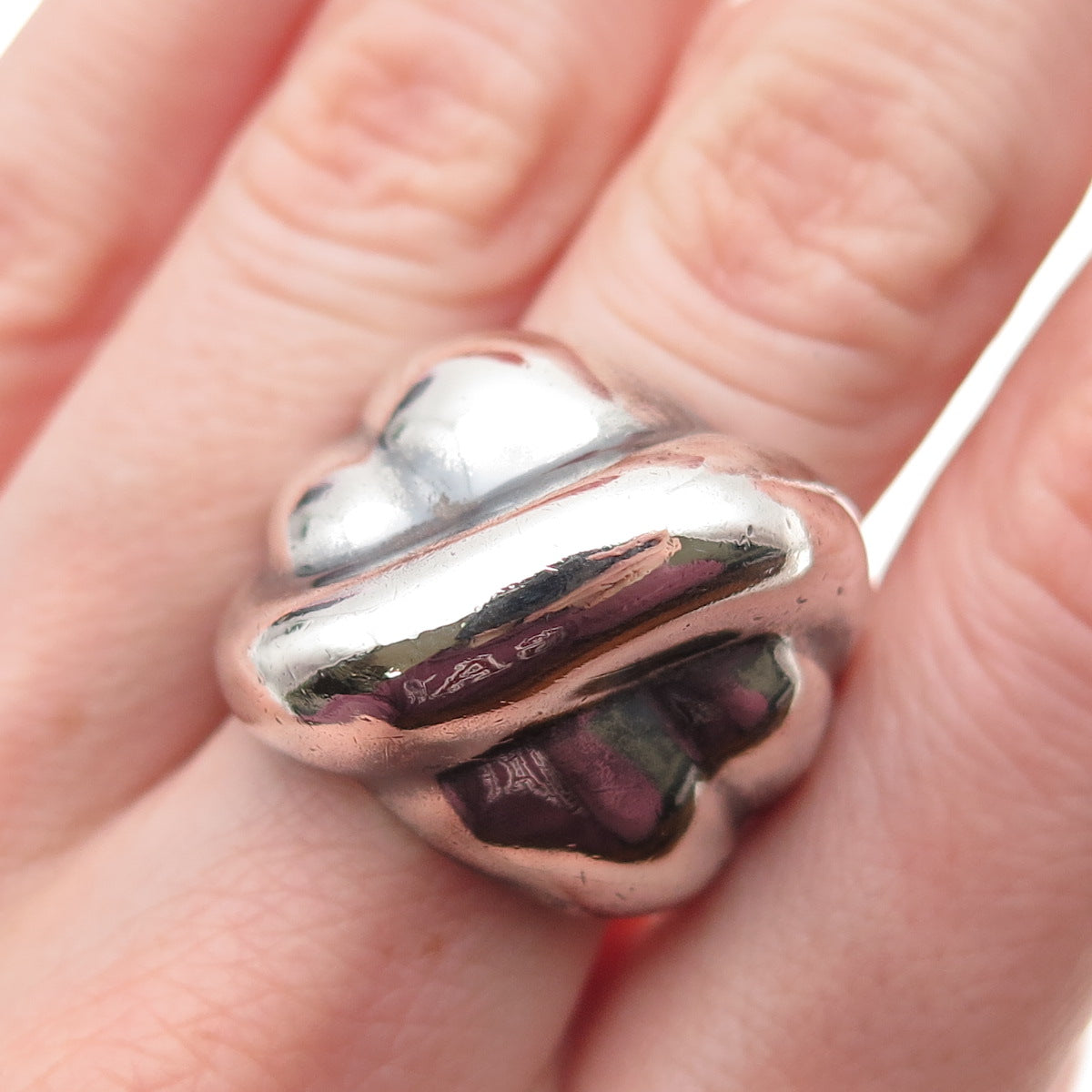 925 Sterling Silver Vintage Mexico Modernist Oxidized Ring Size 8