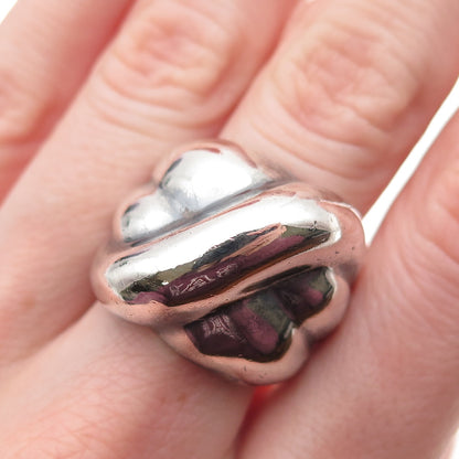 925 Sterling Silver Vintage Mexico Modernist Oxidized Ring Size 8