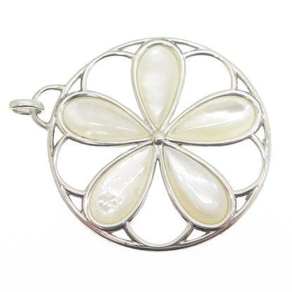 TIFFANY & CO. 925 Sterling Silver Vintage Italy MOP Floral Pendant