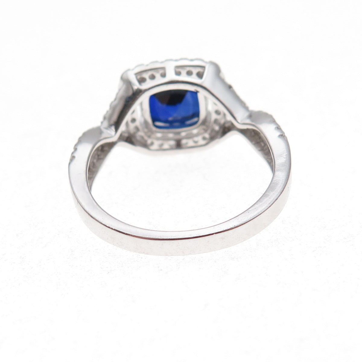 925 Sterling Silver Real White Topaz & Lab-Created Sapphire Ring Size 8.25