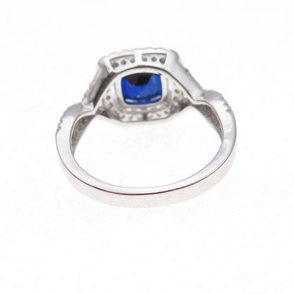 925 Sterling Silver Real White Topaz & Lab-Created Sapphire Ring Size 8.25