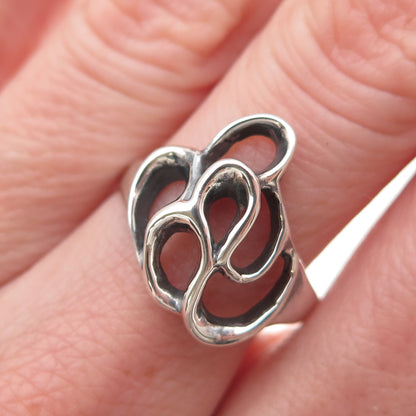 925 Sterling Silver Vintage Modernist Oxidized Ring Size 8