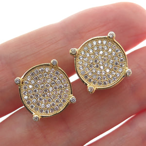 925 Sterling Silver Gold Plated Round-Cut C Z Sparkle Stud Earrings