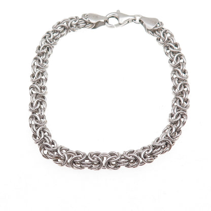 Han 925 Sterling Silver Vintage Italy Byzantine Link Bracelet 7.25"