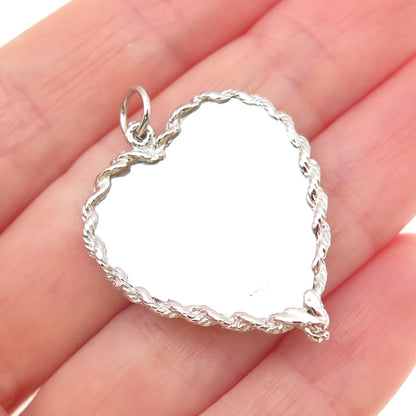 925 Sterling Silver Vintage Rhinestone A Date To Remember Heart Charm Pendant