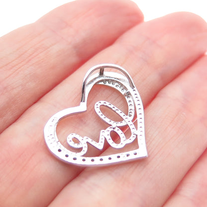 CHARLES WINSTON 925 Sterling Silver Real Diamond Love Heart Mini Slide Pendant