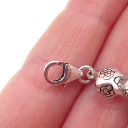 925 Sterling Silver Vintage Mannequin Rose Floral Lobster Lock Charm Pendant