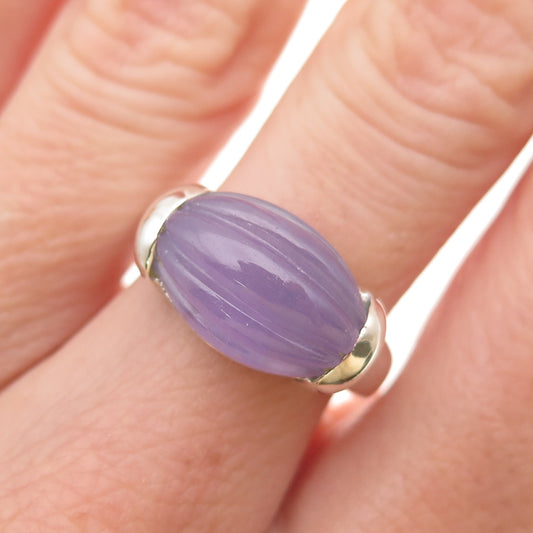CNA Pranda 925 Sterling Silver Vintage Real Lavender Jade Modernist Ring Size 7