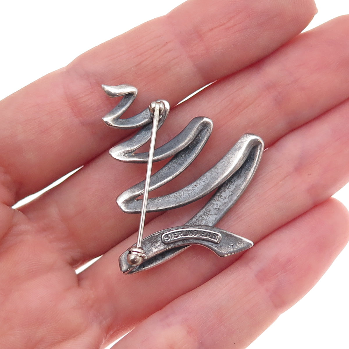 B.A. Ballou 925 Sterling Silver Vintage Christmas Tree Oxidized Pin Brooch