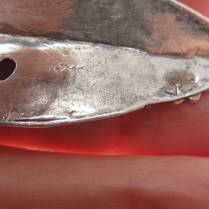 BARUCH K 925 Sterling Silver Vintage Real Tourmaline & Garnet Modernist Earrings