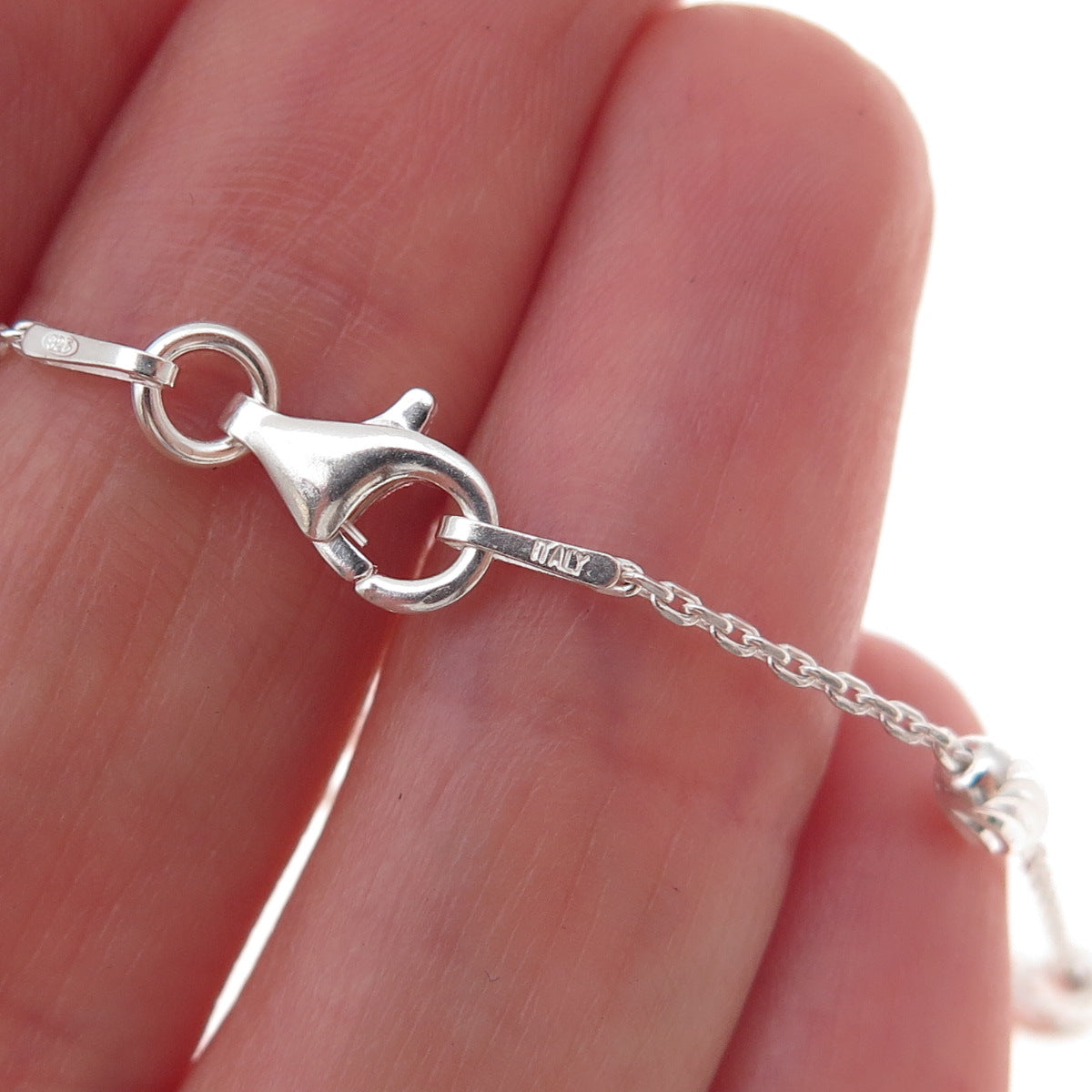 925 Sterling Silver Italy Beads By The Yard Cable Chain Necklace 24"