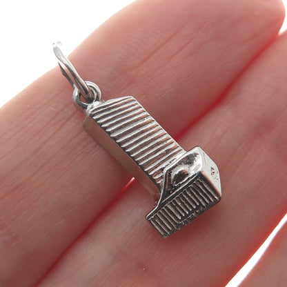 925 Sterling Silver Vintage United Nations Headquarters Minimalist Charm Pendant