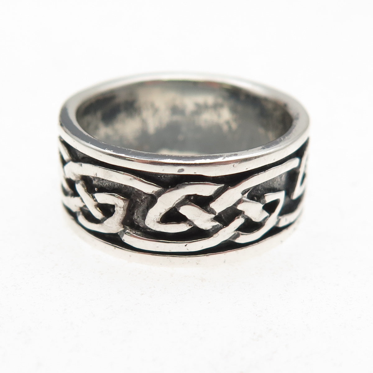 925 Sterling Silver Vintage Celtic Knot Oxidized Band Ring Size 7