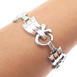 925 Sterling Silver Vintage Modernist Link Bracelet 7.25"