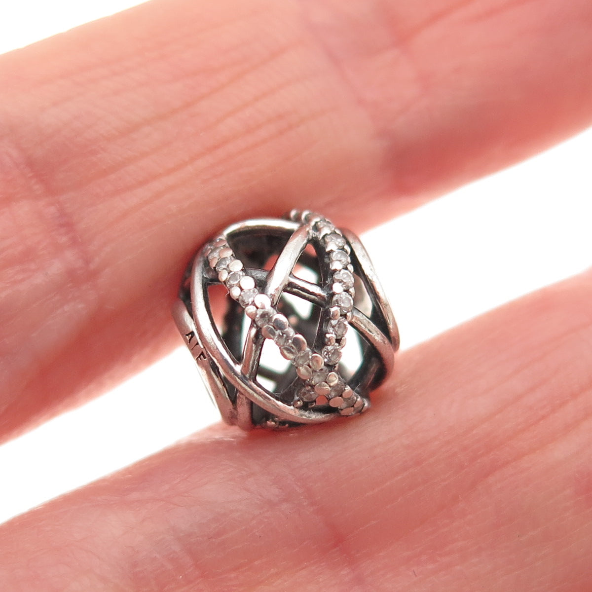 PANDORA 925 Sterling Silver C Z Sparkling Galaxy Slide Bead Charm