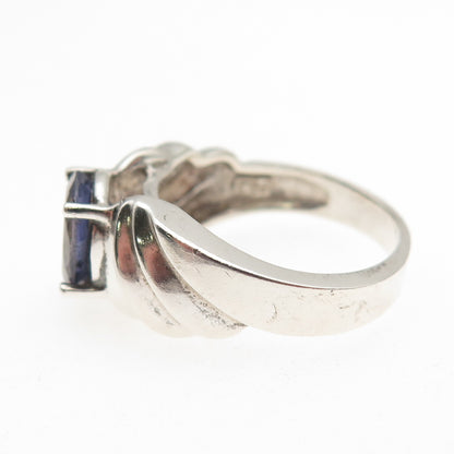 Mei 925 Sterling Silver Vintage Real Iolite Modernist Ring Size 7