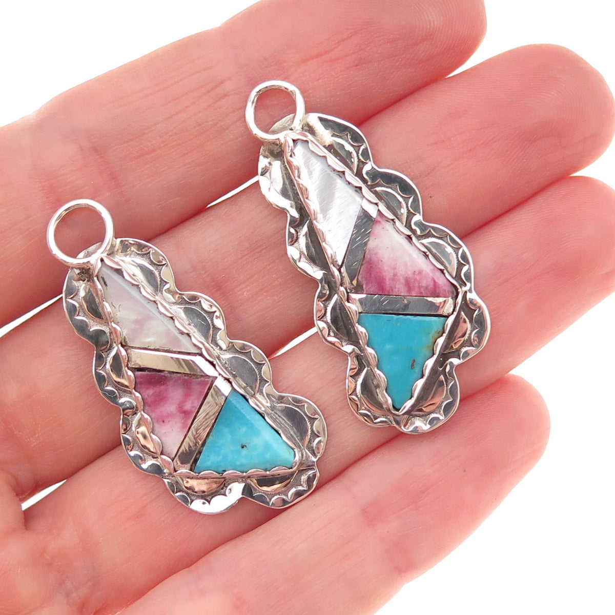 Orlando Crespin Kewa Old Pawn Sterling Silver Vintage Multi-Gem Jacket Earrings