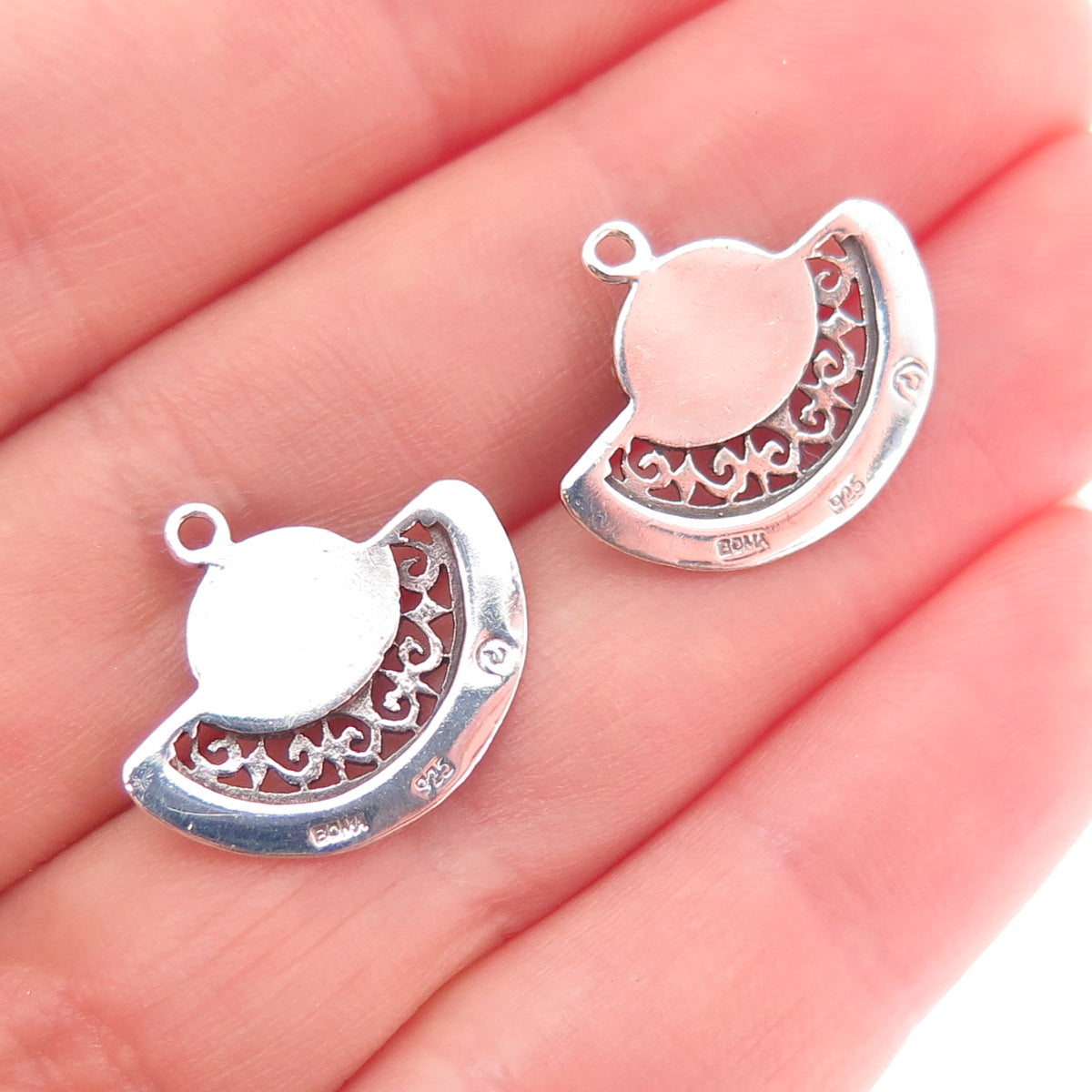 BOMA 925 Sterling Silver Vintage Real Lapis Lazuli Modernist Jacket Earrings