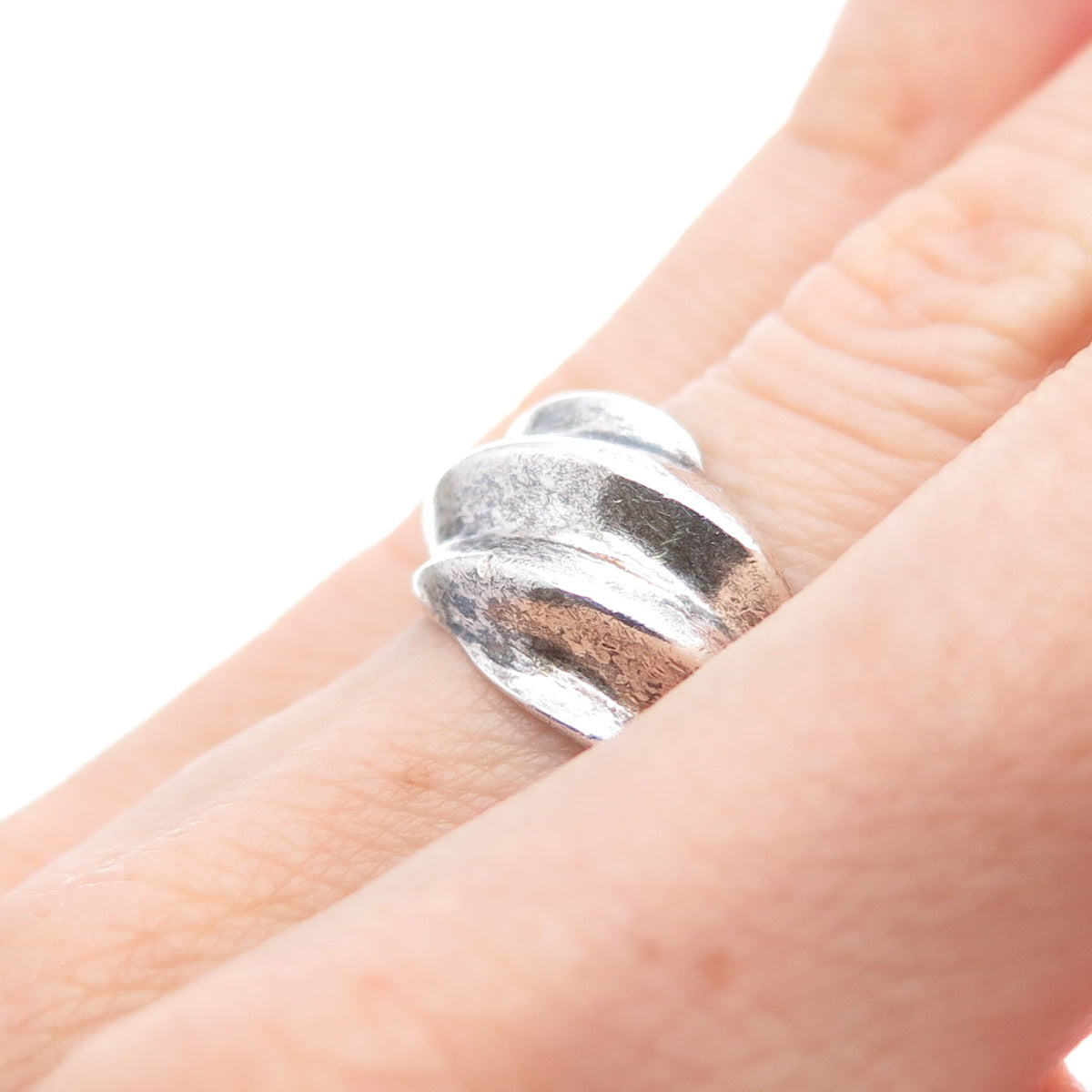 925 Sterling Silver Vintage Modernist Oxidized Ring Size 6