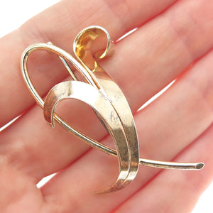 FORSTNER 925 Sterling Silver Gold Plated Vintage Modernist Floral Pin Brooch