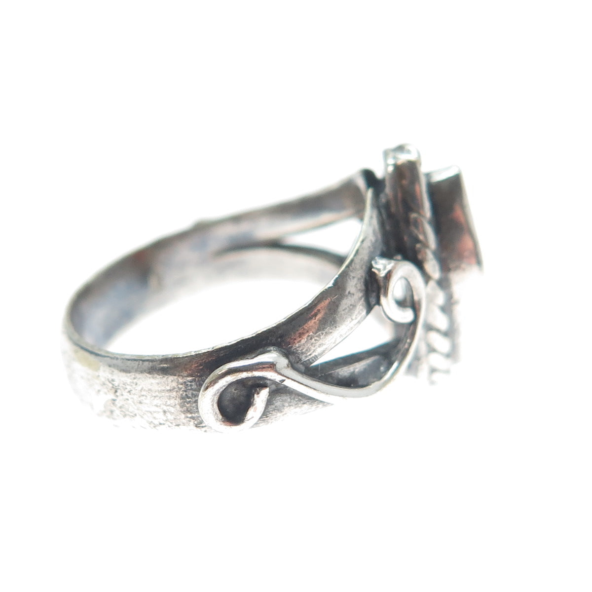 925 Sterling Silver Vintage Real Rhodonite Swirl Oxidized Ring Size 6.25