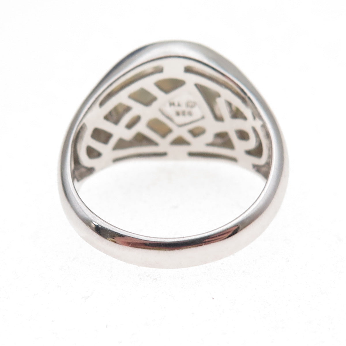 Dasan 925 Sterling Silver Real MOP Cross Signet Ring Size 10.25