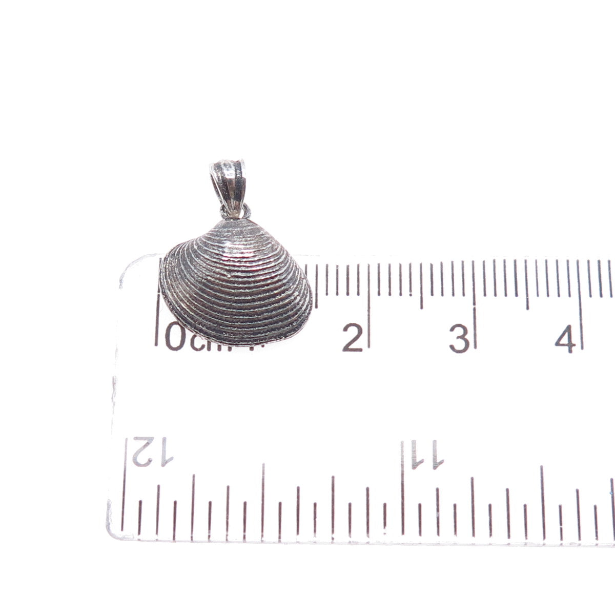 925 Sterling Silver Vintage Seashell Oxidized Minimalist Charm Pendant