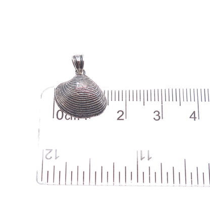 925 Sterling Silver Vintage Seashell Oxidized Minimalist Charm Pendant