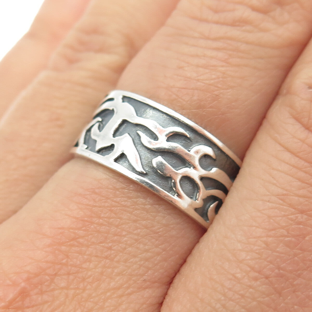 925 Sterling Silver Vintage Barbed Wire Band Ring Size 8.75