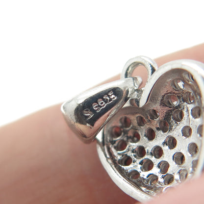 925 Sterling Silver Round-Cut Shaped C Z Heart & Key Pendant