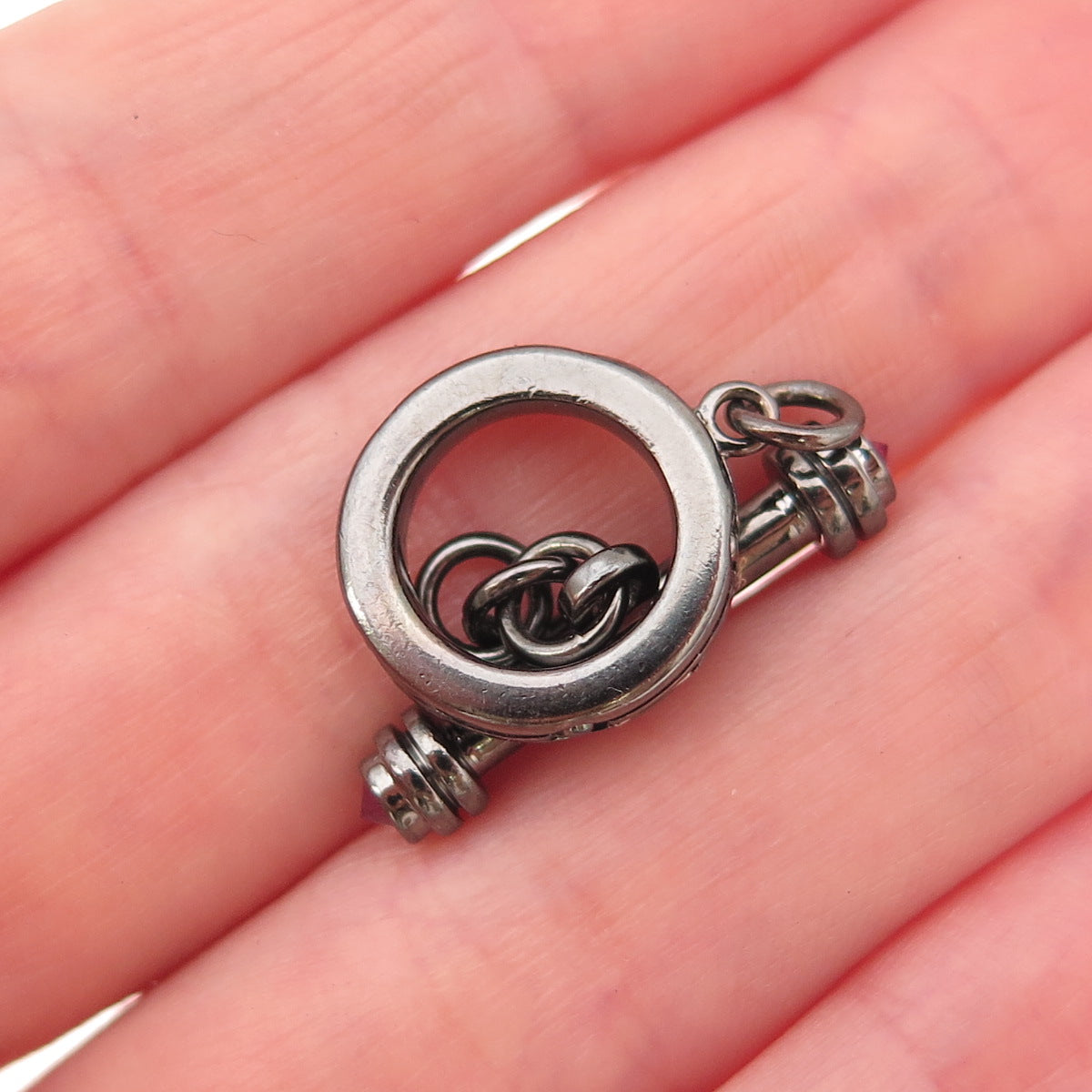 Jolusa Sterling Silver Black Rhodium Ruby Bracelet / Necklace Toggle Lock Clasp