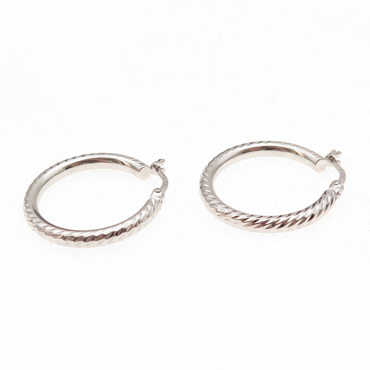 925 Sterling Silver Textured Hoop Earrings