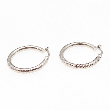 925 Sterling Silver Textured Hoop Earrings