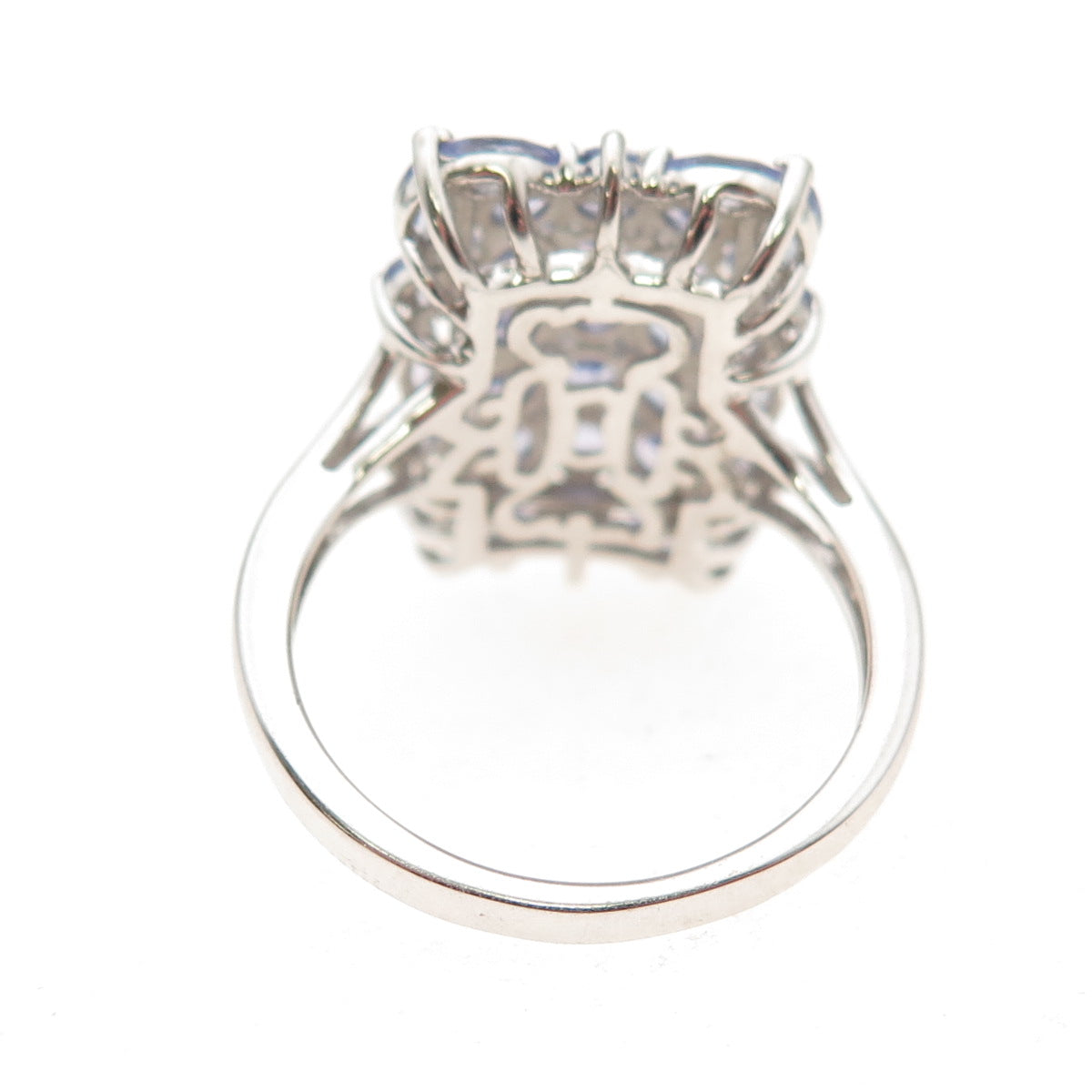 Chuck Clemency 925 Sterling Silver Real Tanzanite Cluster Ring Size 8.25
