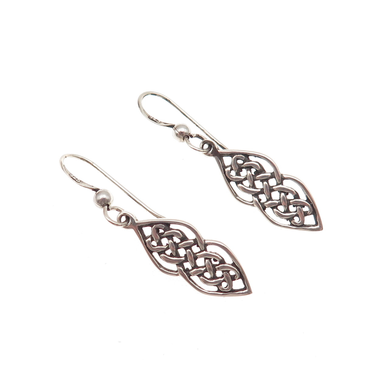 PSCL Peter Stone 925 Sterling Silver Vintage Celtic Love Knot Dangle Earrings