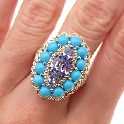 Michael Valitutti Gems En Vogue Sterling 2-Tone Turquoise Tanzanite Ring Size 8