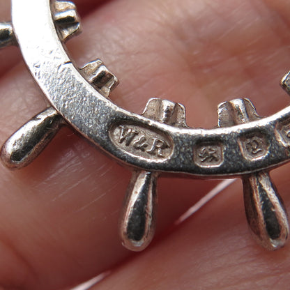 WILMOT & ROBERTS 925 Sterling Antique 1898 Birmingham Anchor Ship Wheel Pendant