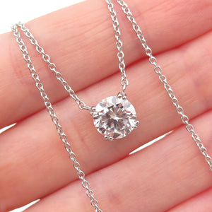 925 Sterling Silver Round-Cut C Z Cable Chain Necklace 16-18"