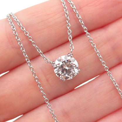 925 Sterling Silver Round-Cut C Z Cable Chain Necklace 16-18"