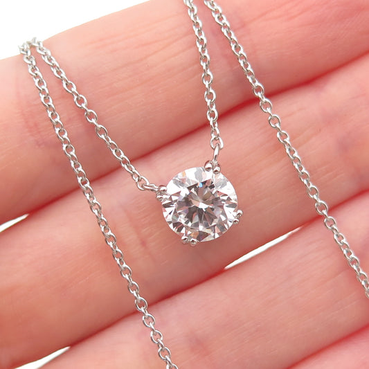 925 Sterling Silver Round-Cut C Z Cable Chain Necklace 16-18"