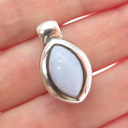 MICHELLE ALBALA Sterling Silver Vintage Real Lace Agate Modernist Mini Pendant