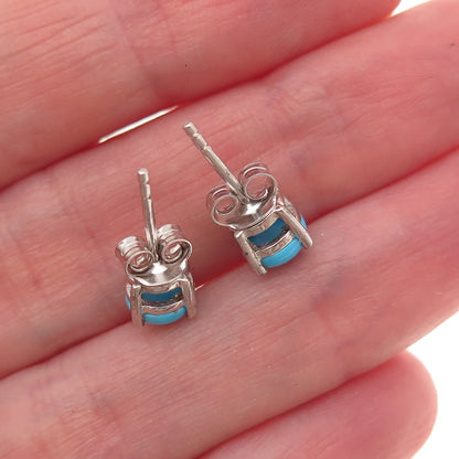 Chuck Clemency 925 Sterling Silver Real Sleeping Beauty Turquoise Stud Earrings