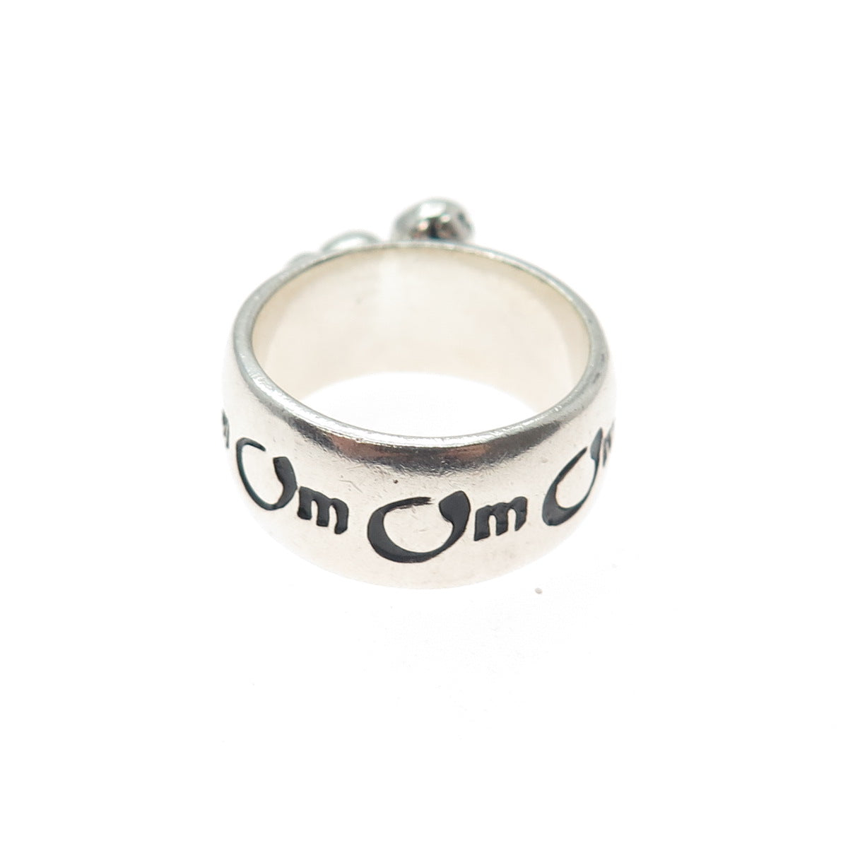 925 Sterling Silver Vintage Om Mantra Dangle Ball Beads Ring Size 6
