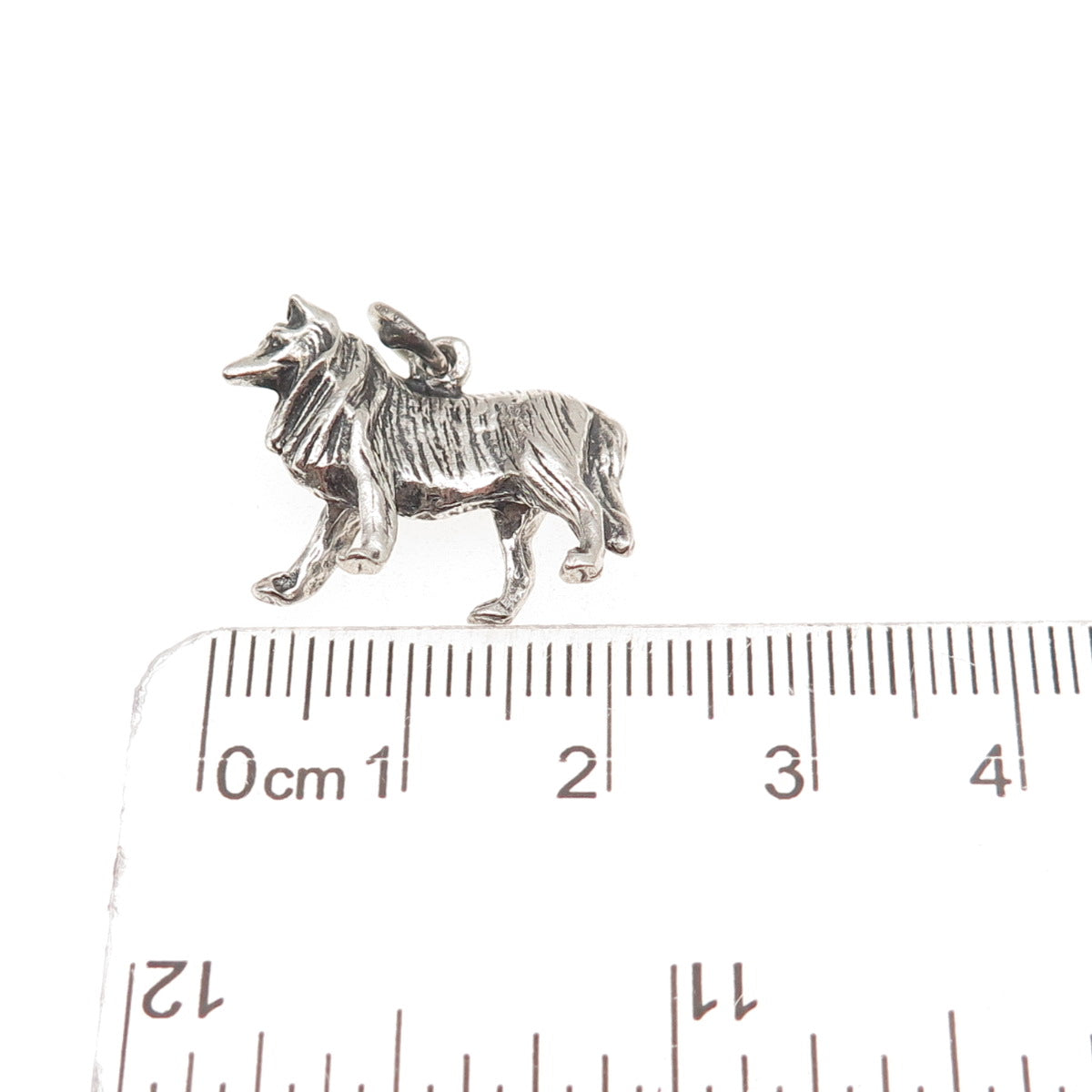 Danecraft 925 Sterling Silver Vintage Border Collie Oxidized 3D Charm Pendant