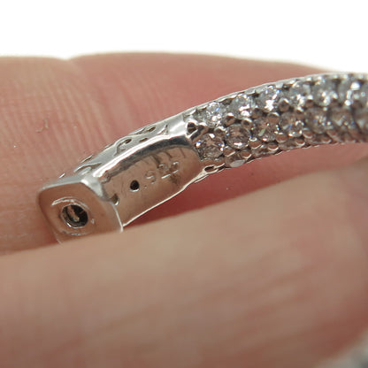 925 Sterling Silver Round-Cut C Z In & Out Hoop Earrings
