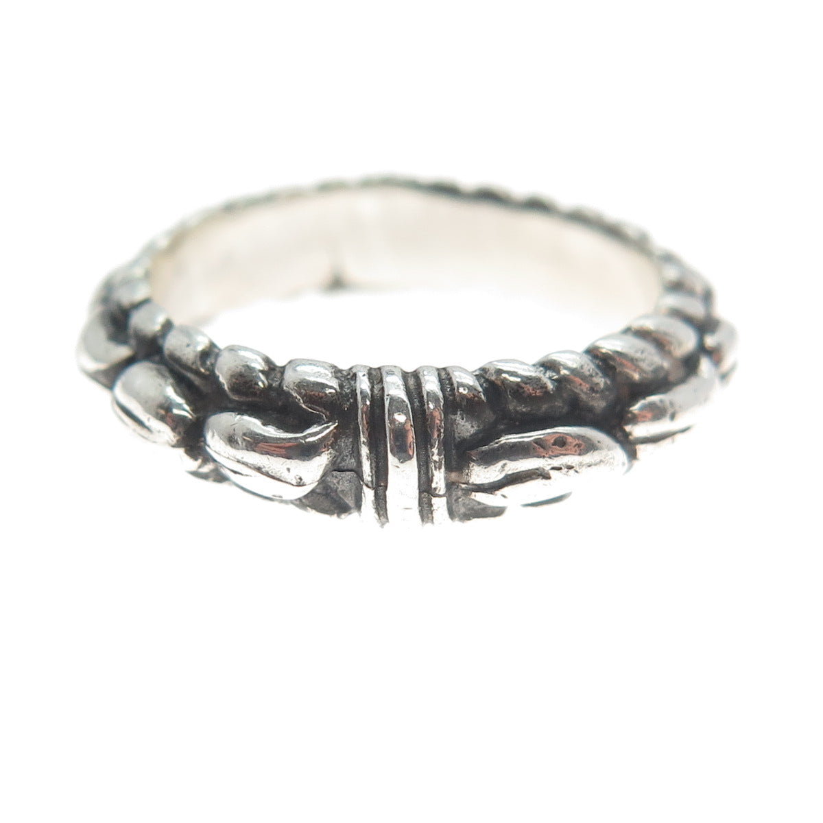 925 Sterling Silver Vintage Modernist Band Ring Size 6