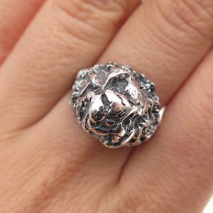 925 Sterling Silver Vintage Modernist Nugget Dome Oxidized Ring Size 8.25
