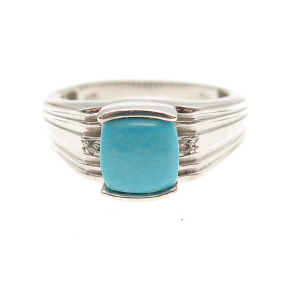 Chuck Clemency 925 Sterling Silver Real Diamond & Turquoise Ring Size 11.25