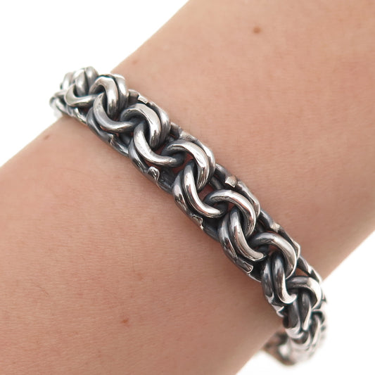 Trejo 925 Sterling Silver Vintage Mexico Oxidized Bismark Link Bracelet 7"