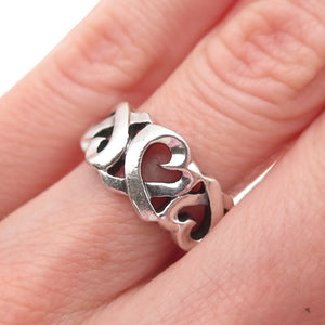 Tiffany & Co. Paloma Picasso Sterling Silver Vintage Loving Heart Ring Size 5.75